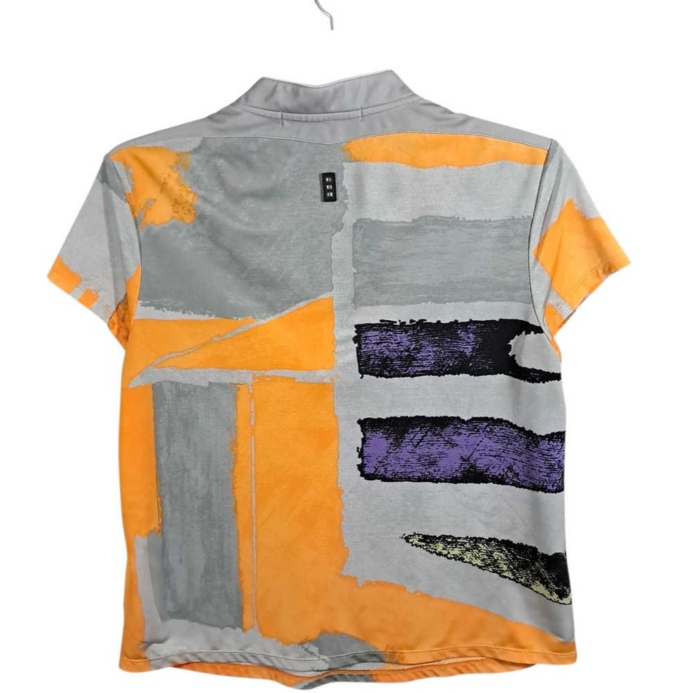 Jamie Sadock Short Sleeve Top Golf Shirt Women's Large Zipper Abstract Tennis - Picture 2 of 10